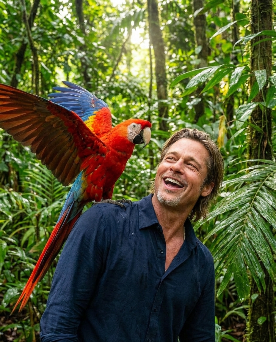 Tropical Parrot Moment after