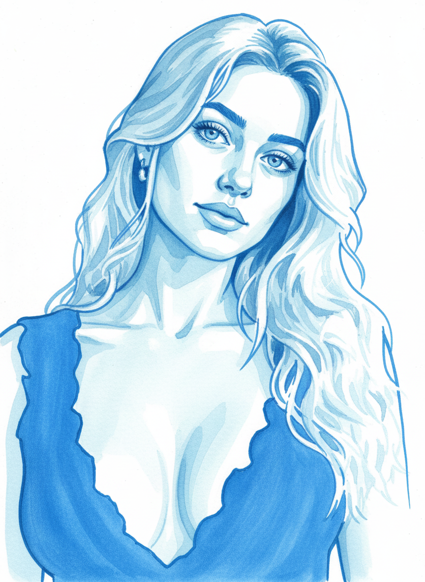 Marker Stylized Portrait after