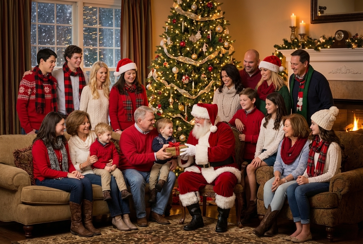 Family Christmas With Santa Claus after