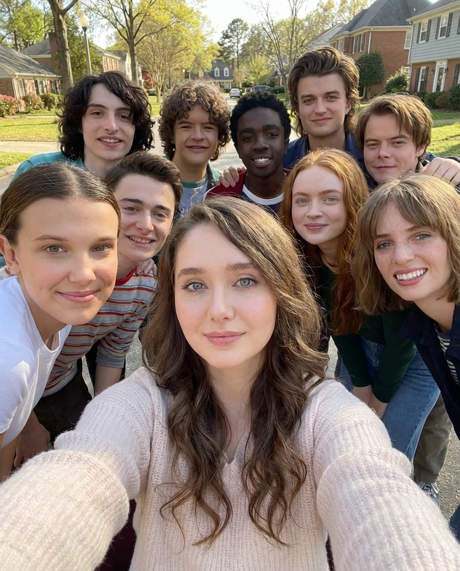 Selfie With Stranger Things Cast after